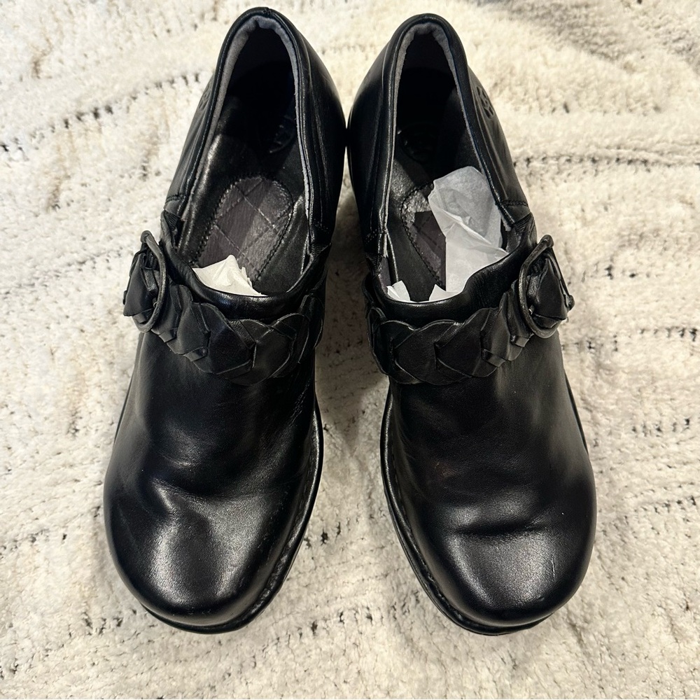 NWOB Ariat Amy Braided Strap Buckle Black Clogs Shoes Leather Women—SS 9.5